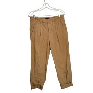 Vince Khaki Pants 100% Cotton Cuffed Ankle Pleated High Rise Casual Women 6